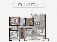 华南映第一排9楼129平3室2卫毛坯 华南映